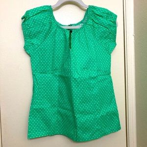 NWOT Green Polka Dot blouse